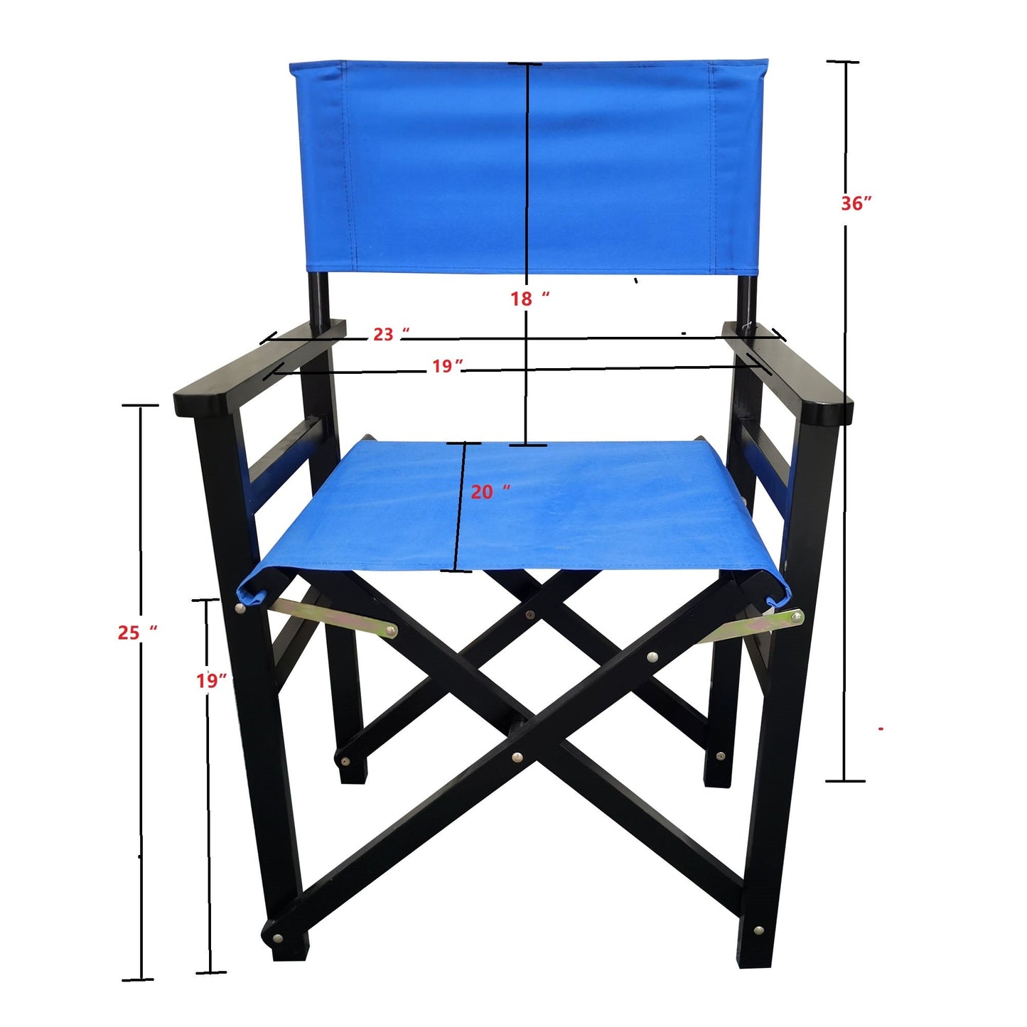 Folding Chair Wooden Director Chair Canvas Folding Chair Folding Chair 2pcs/set populus + Canvas (Color : Blue) - Korvel
