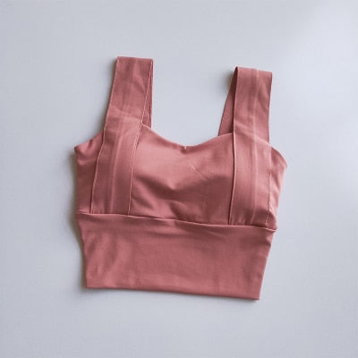 Yoga Bra Women Shockproof Sports Bra  Running Workout Gym Top Gathering Widened Shoulder Belt Bra Short Vest Tops - Korvel