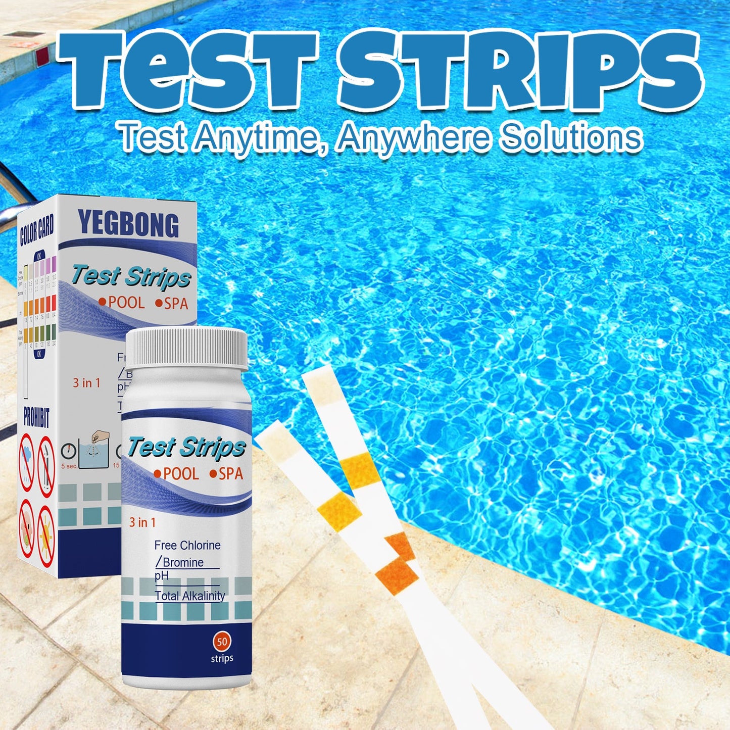 Test Strips, Swimming Pool Speed Residual Chloric Acid Base Number Total Alkalinity Total Hardness Water Quality Test Paper - Korvel