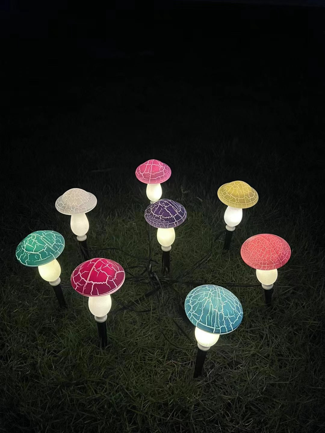 Solar mushroom light lawn LED ground plug light string outdoor waterproof one to eight plant decorative light - Korvel