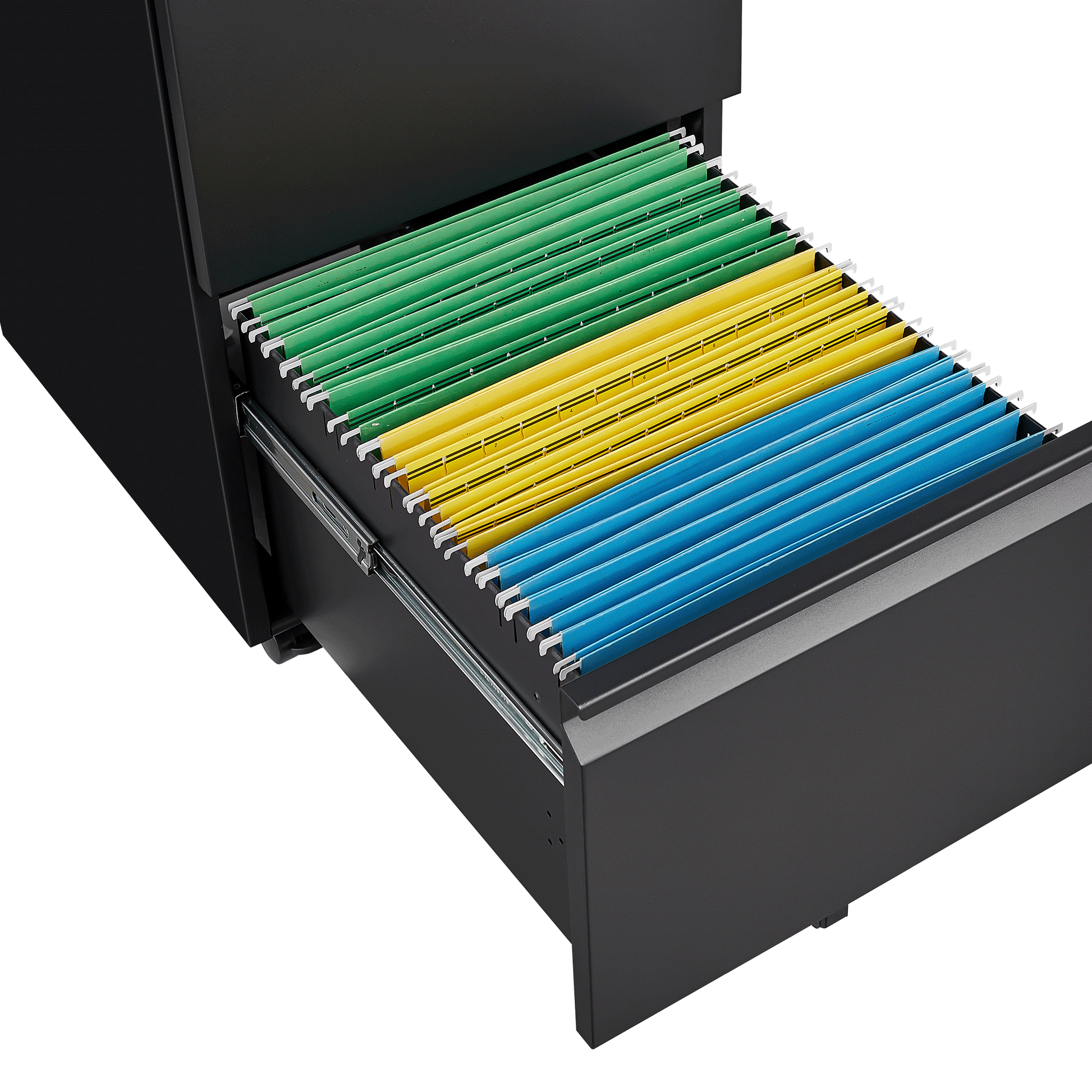 Metal 2 drawer mobile file cabinet with lock, 25.6-inch high legal/letter size file storage cabinet  black - Korvel