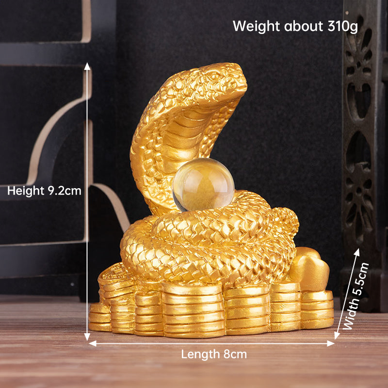 2025 Snake Year Resin Snake Decoration, Chinese Style Desktop Lucky Ornament - Korvel