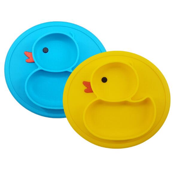 Cute Small Yellow Duck Silicone Happy Baby Kids Anti-drop Suction Table Food Tray Place mat Plate Bowl Mat - Korvel