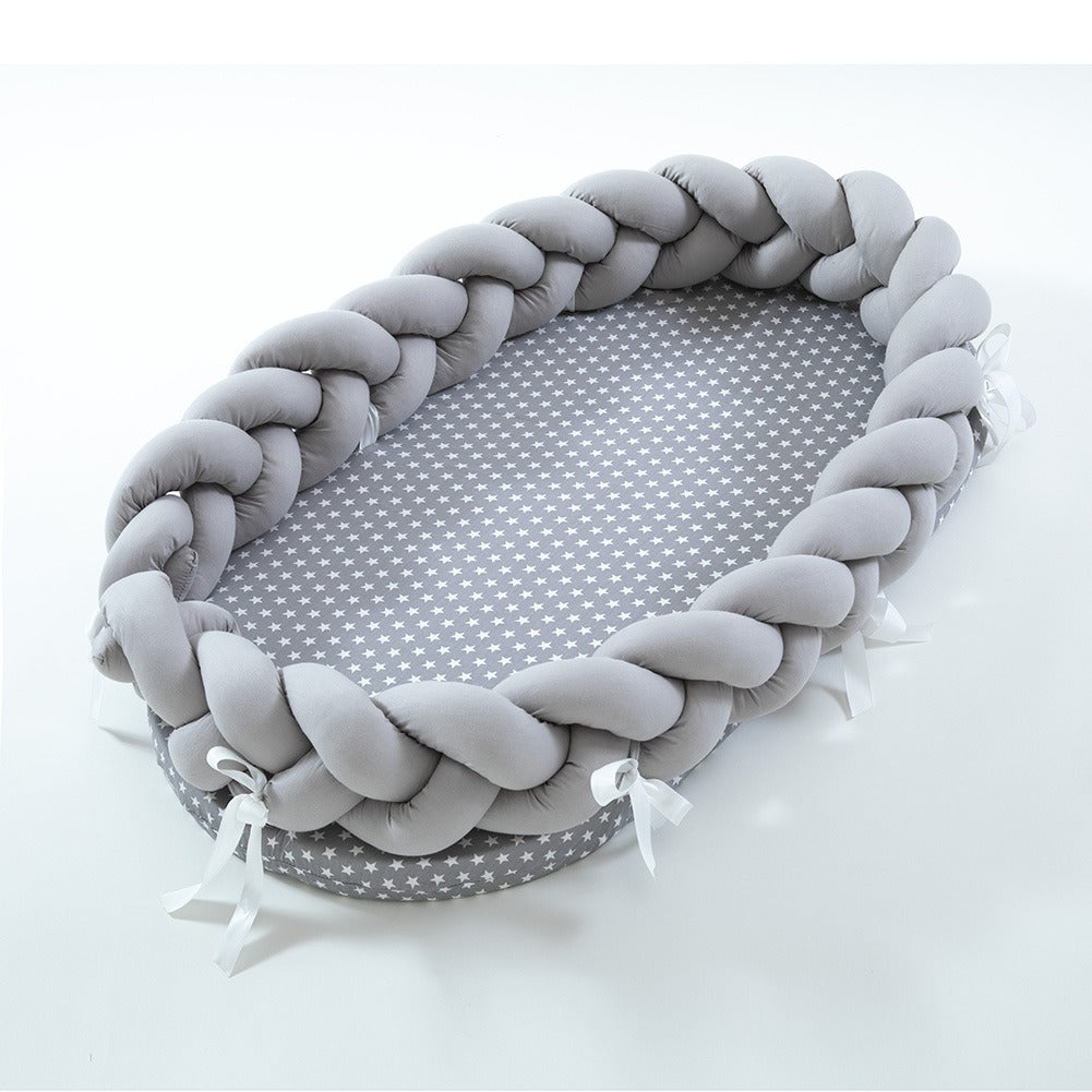 All-Cotton Woven Folding Portable Crib Bionic Removable Manual Fence Three-Dimensional Protective Crib - Korvel