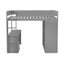 Wood Full Size Loft Bed with Wardrobes and 2-Drawer Desk with Cabinet  Gray - Korvel