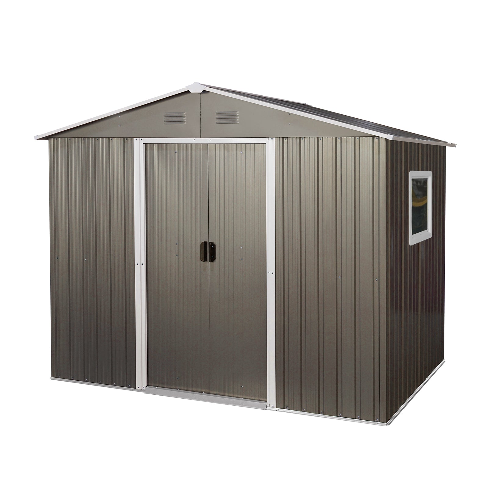 8ft x 6ft Outdoor Metal Storage Shed with Window Grey(W540S00016) - Korvel