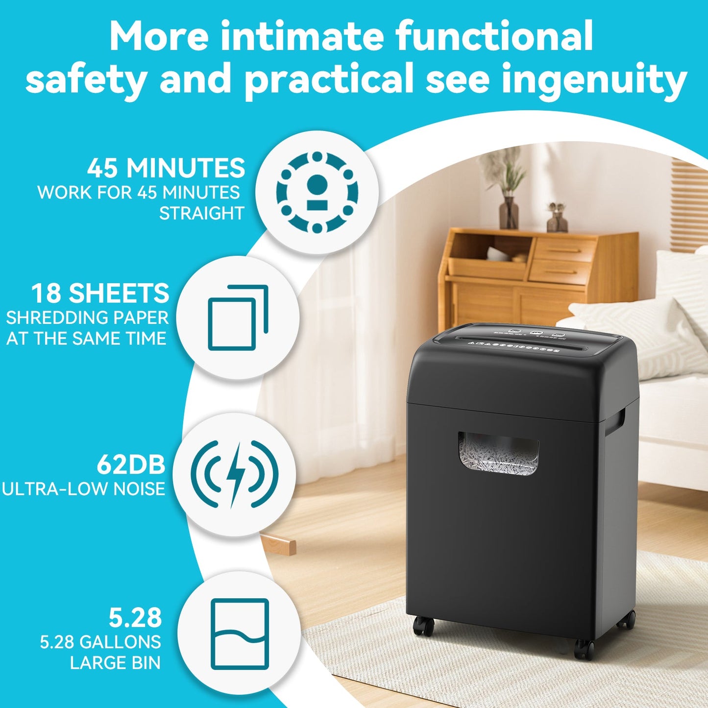 High Security Low Noise Cross Cut Paper Shredder
