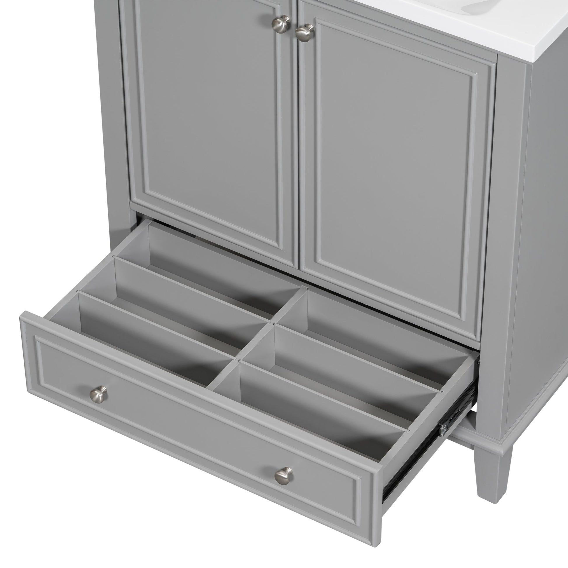 30inchgrey Bathroom Vanity with Sink ComboMulti-functional Bathroom Cabinet with Doors and Drawer Solid Frame and MDF Board - Korvel