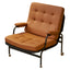 Living room chair with adhesive leather armrests, high backrest, metal legs, and soft padding (1 piece in brown) - Korvel