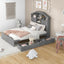 Full Size Wood Platform Bed with Storage Headboard - Gray
