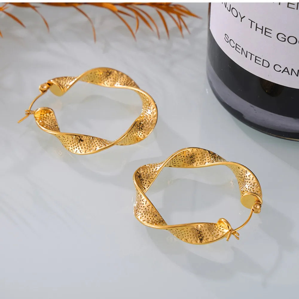 Titanium Steel Twisted Earrings - Korvel