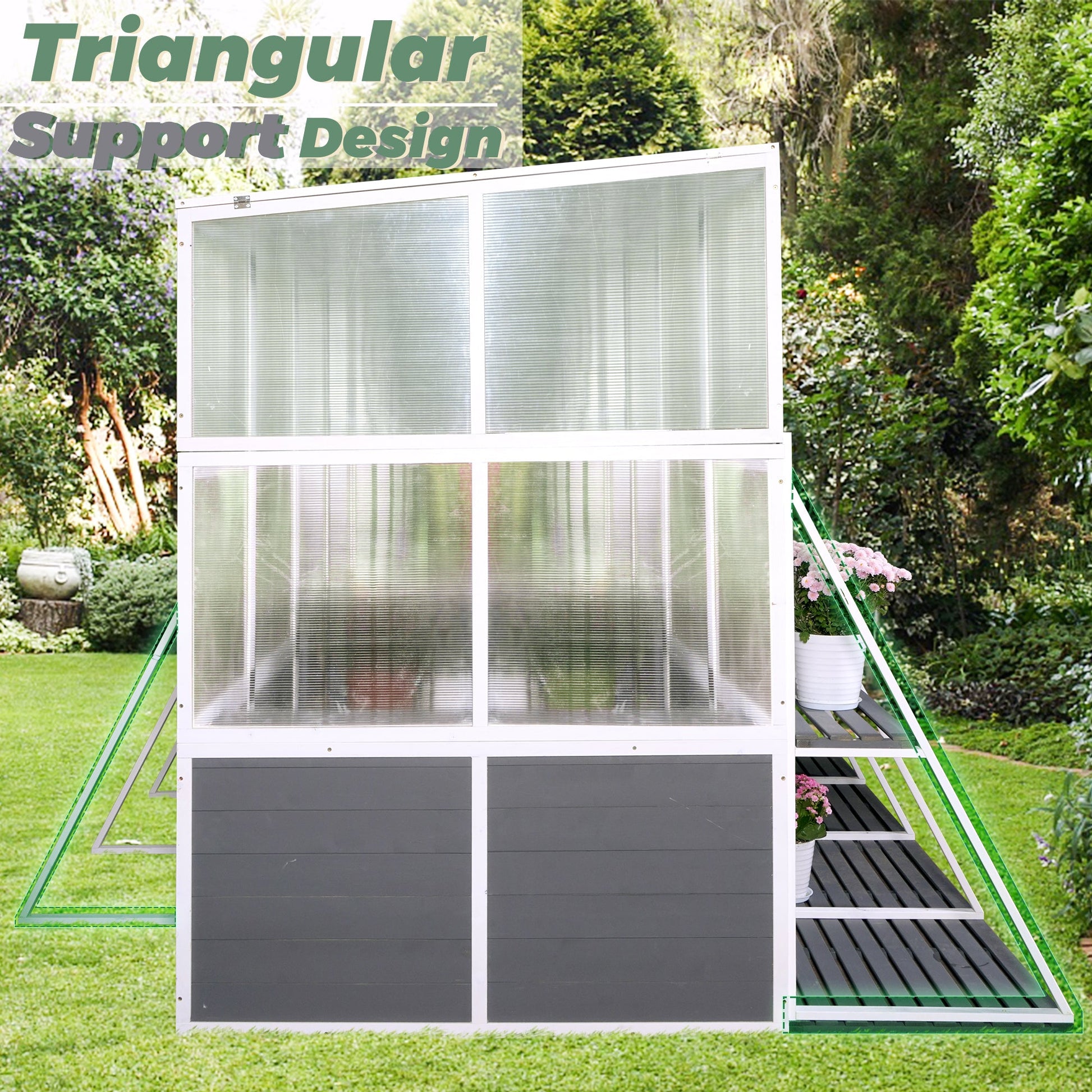 Greenhouse Wooden Lean to Greenhouses for Outdoors Heavy Duty Walk in Green House for Outside Winter - Korvel