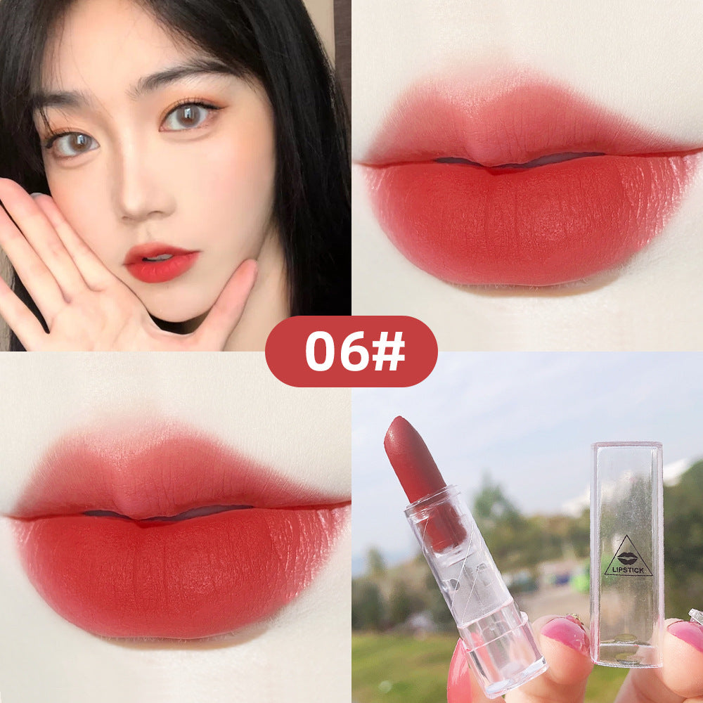 Transparent Shell Lipstick Matte Peach Pink Student Model Plain White Lipstick Sample Lipstick - Korvel