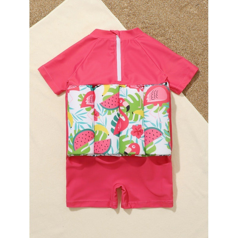 Children's buoyancy swimsuit cute one-piece swimsuit for infants and young children floating zipper swimsuit for female babies - Korvel