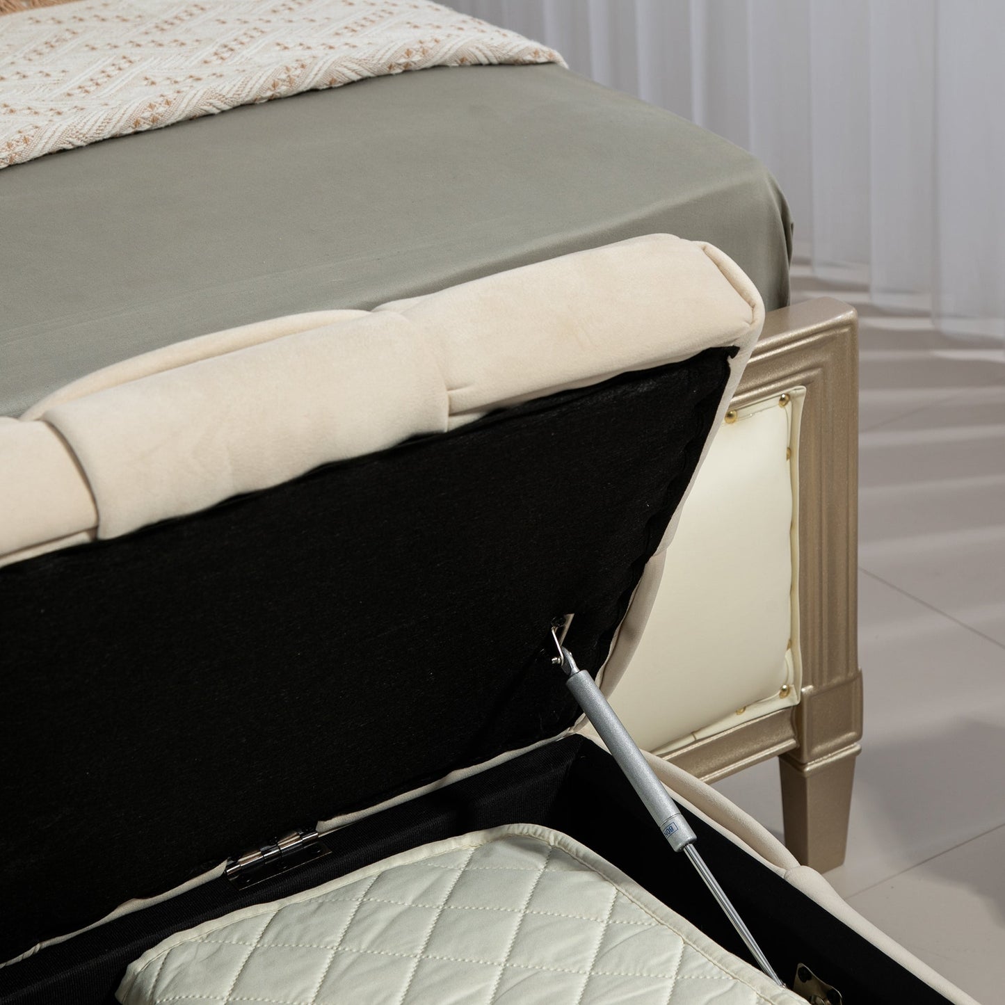 Ottomana de Almacenamiento Tapizada COOLMOR - Beige
