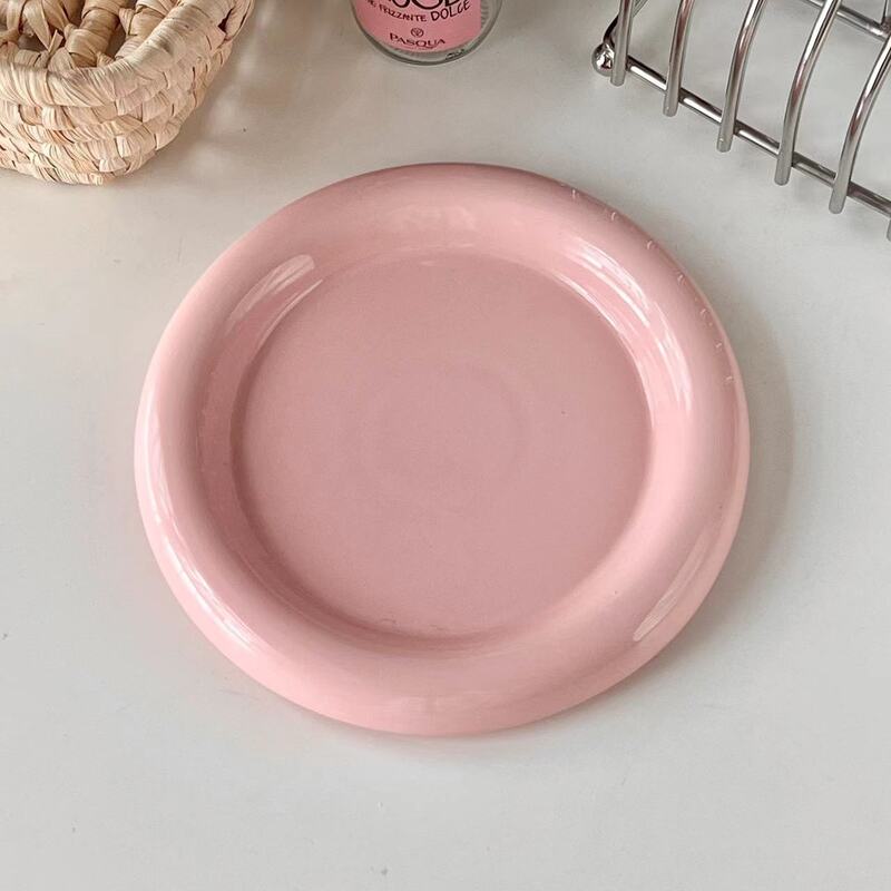 Ins - style Round Ceramic Food Plates. Thick - edged, creative Nordic tableware. Ideal for dessert, steak, pasta. - Korvel