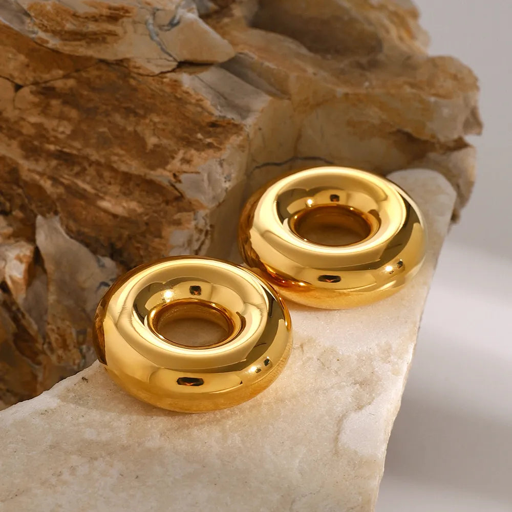 Stainless Steel Cutout Round Shape Earrings - Korvel