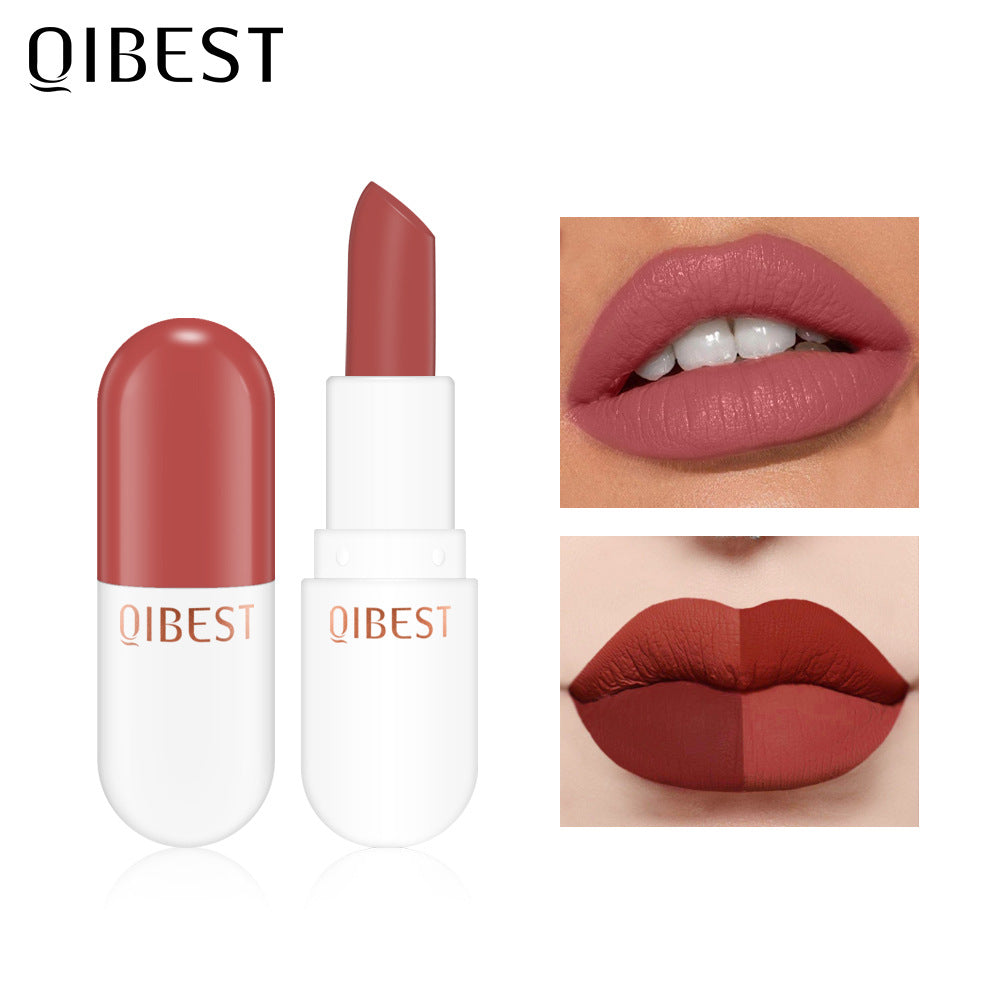 QIBEST Mini Cápsula Labial Mate de Terciopelo - Larga Duración y Resistente al Agua