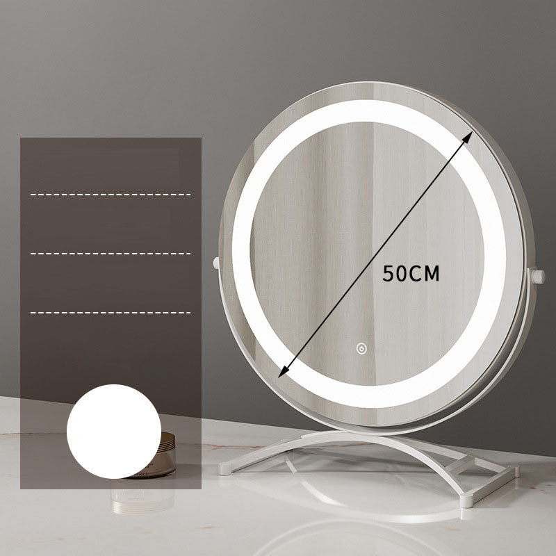 Round Black LED Makeup Mirror for Dressing Table