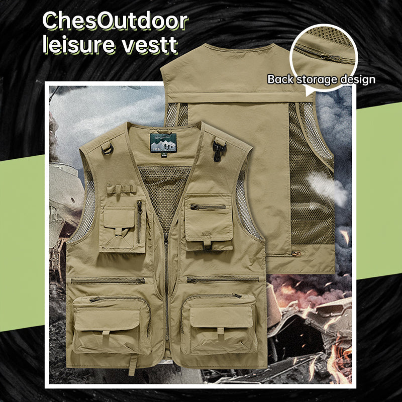 Chaleco Táctico de Verano para Hombre con 14 Bolsillos para Actividades al Aire Libre