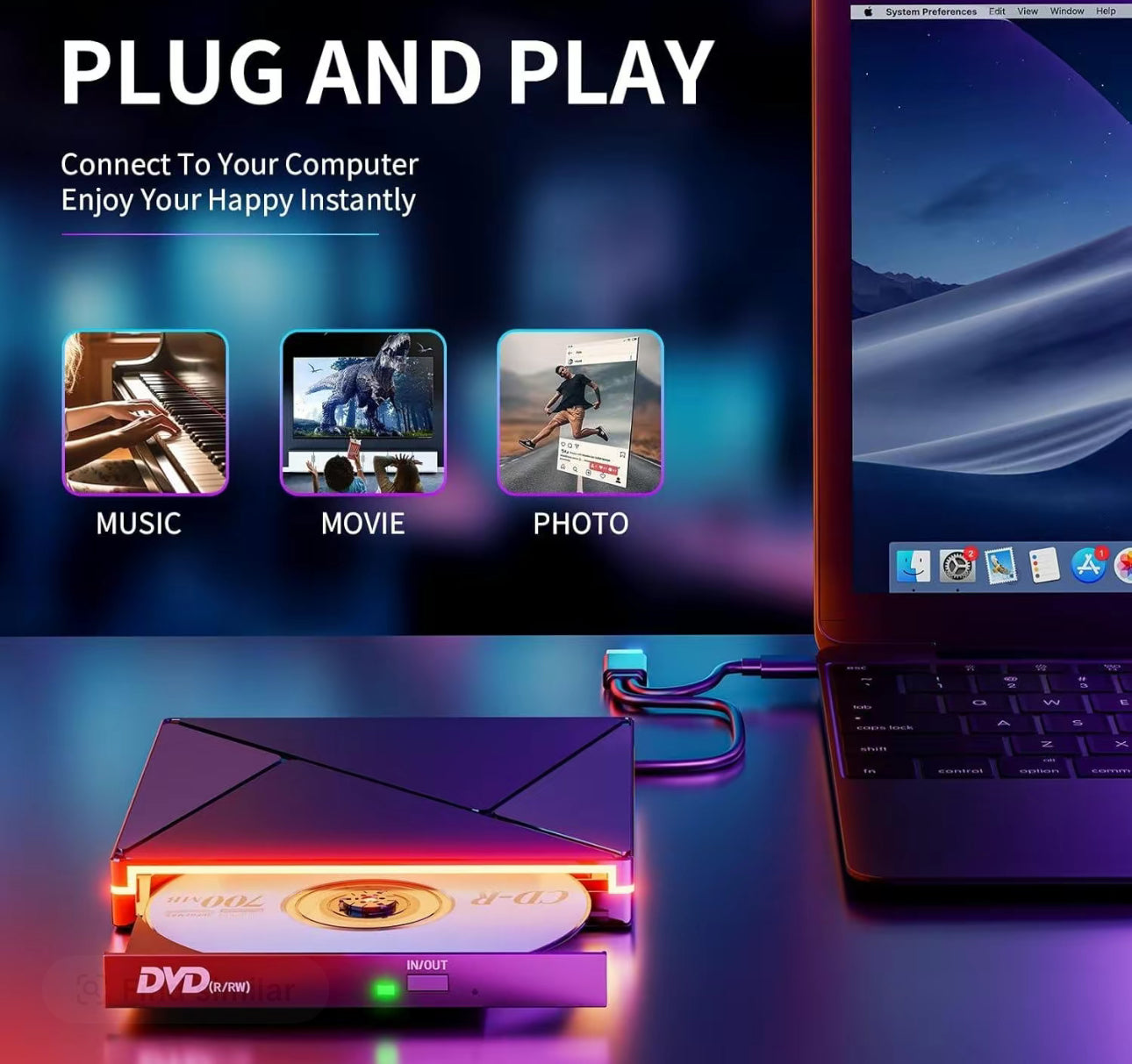 MemoraDrive USB-C DVD Burner - Korvel