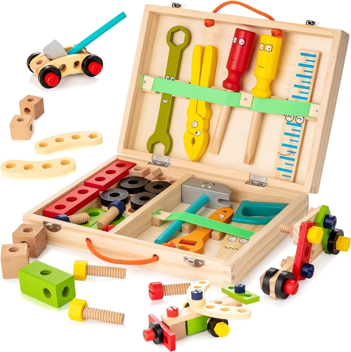 Children's simulation house cartoon wooden hand-held repair toolbox assembly disassembly nut combination puzzle toy - Korvel