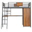 Twin Size Loft bed with L-shape Desk and Wardrobe, Black - Korvel