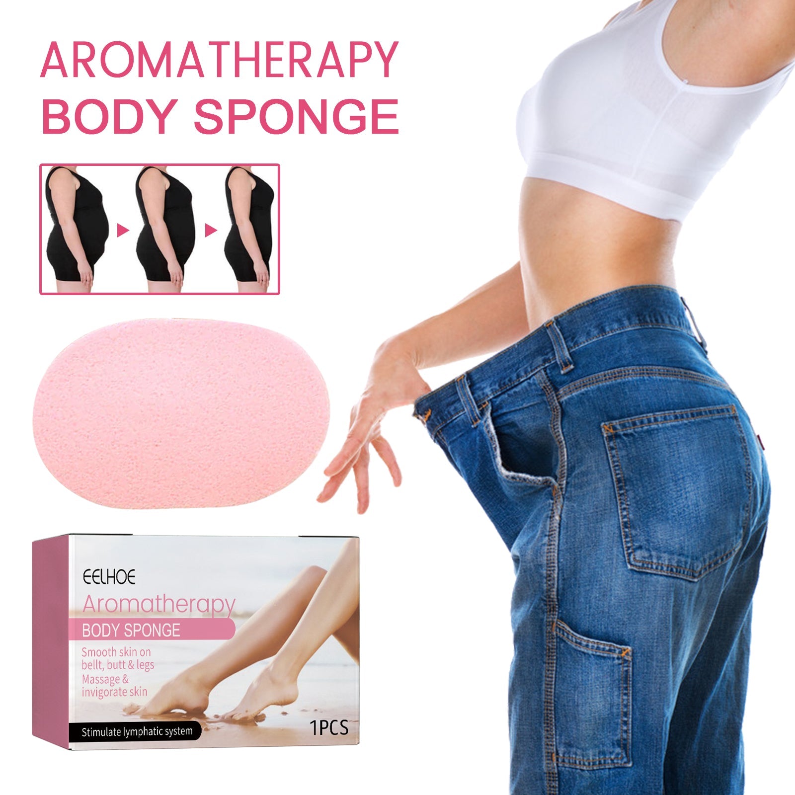 Aromatherapy Body Sponge, Firming Skin Belly Calf Arm Toning Body Cleansing Bath Sponge - Korvel