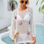 Sequin Star Round Neck Long Sleeve Cover Up - Korvel