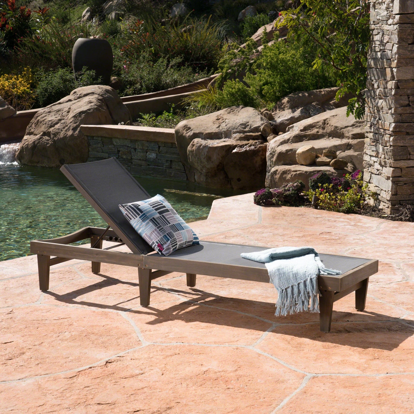 SUMMERLAND CHAISE LOUNGE - DARK GREY MESH - Korvel