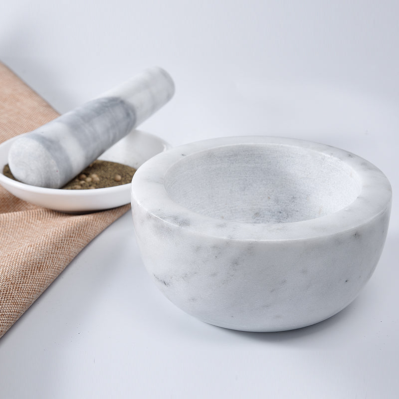 Marble exquisite thickened manual household kitchen spice grinding and crushing stone mortar garlic puree pestle - Korvel