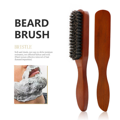 Beard Brush for Styling and Grooming, Hair Salon Cleaning Brush, Broken Hair Sweeper, Solid Wood Bristle Beard Comb, Pomade Brush - Korvel