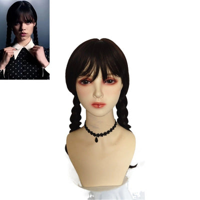 Addams Family Animated Wig Black Double Ponytail Braid Wig - Korvel