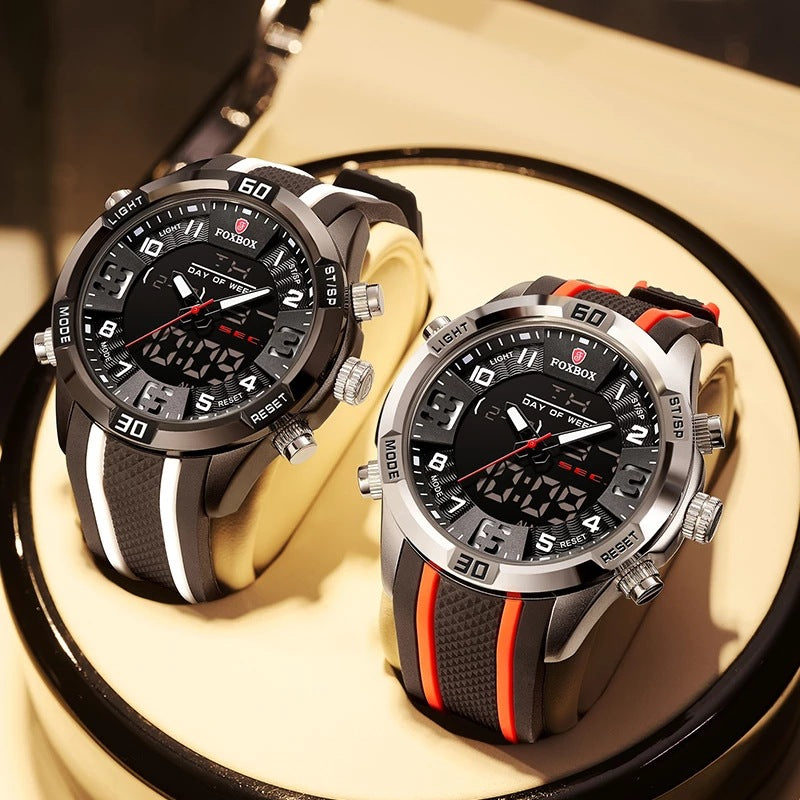Lige Men's Dual Display Watch Multi-Function Chronograph Sports Waterproof Watch - Korvel