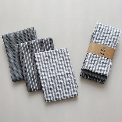 3-Piece Classic Kitchen Towels Set - 100% Natural Cotton
