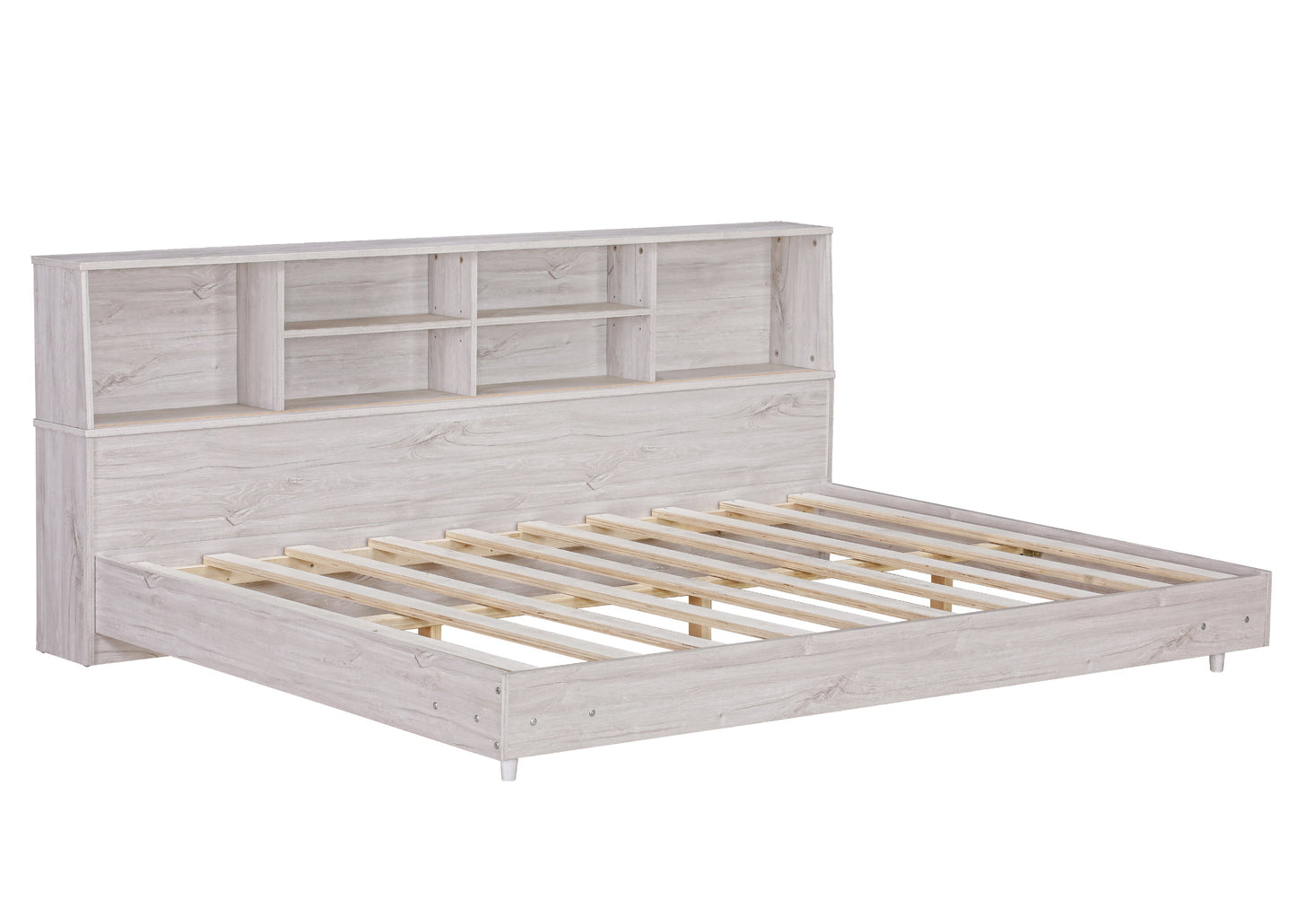 Full Size Daybed Frame with Storage Bookcases - White Oak