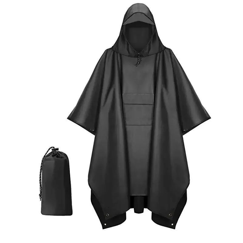 3 In 1 Outdoor Military Raincoat Hooded Sleeve Waterproof Rain Poncho Motorcycle Rain Cover Camping Hiking Travel Rainwear Tent - Korvel
