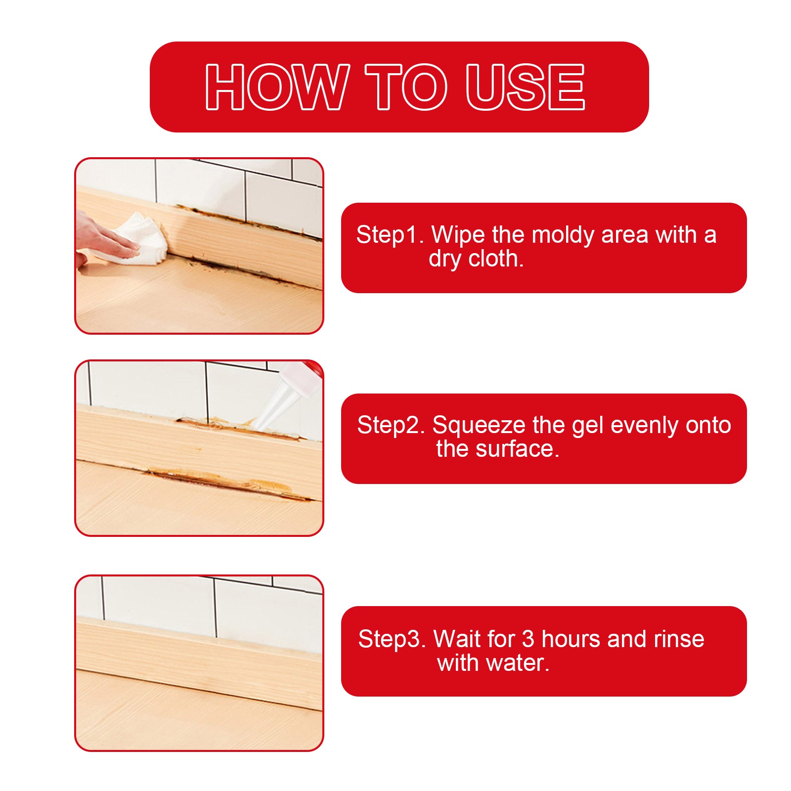 Mildew Removal Gel Cleaner For Kitchen Refrigerator Bathroom Wall Tile Mildew Stains - Korvel
