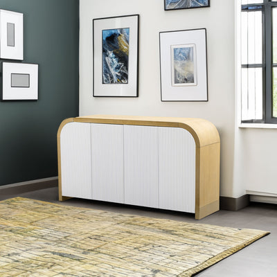 U-STYLE four door curved corner design wavy door panel cabinet with adjustable shelves - Korvel
