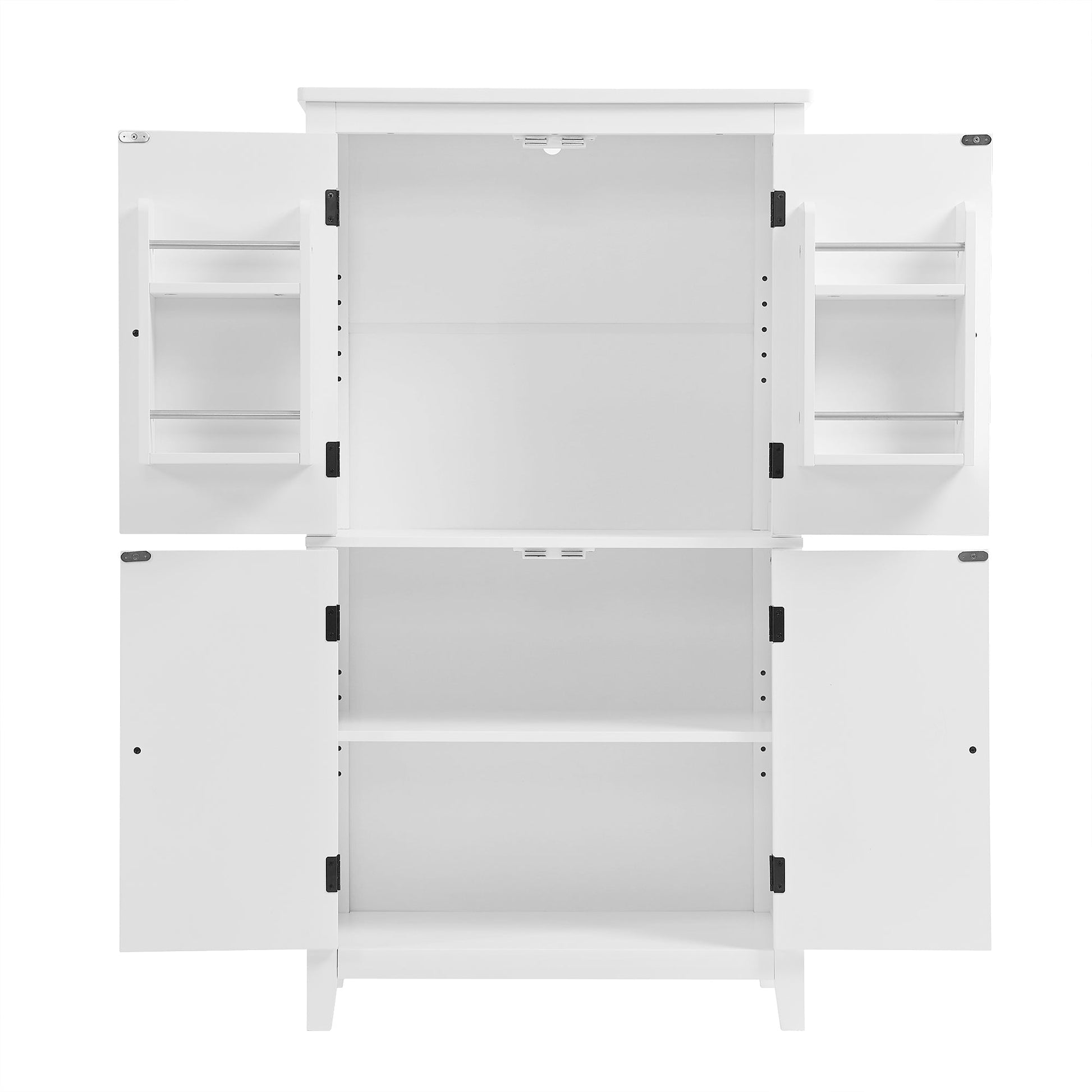 Bathroom floor storage cabinet, bathroom storage unit, 4-door independent cabinet, adjustable shelf, adaptive shelf, white - Korvel