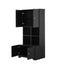 Bathroom storage cabinet, 4-door independent cabinet, adjustable shelf, open multi-layer shelf, black - Korvel