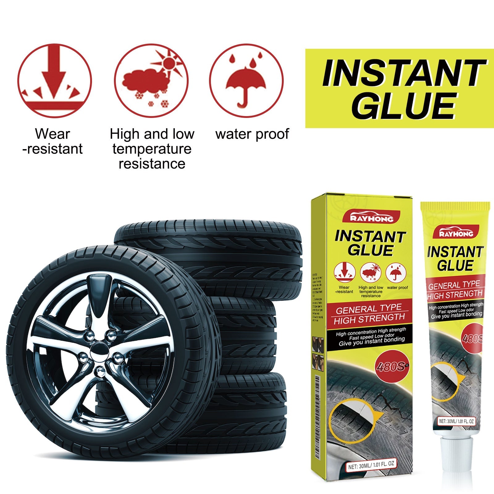 Instant Glue, Car Tire Crack Repair Glue Tire Maintenance Repair Glue Sealing Adhesive - Korvel
