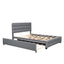 Queen Upholstered Platform Bed with Twin Size Trundle and Two Drawers Grey - Korvel