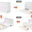 Queen Size Mobile Murphy Bed with Drawer and Little Shelves on Each Side White - Korvel