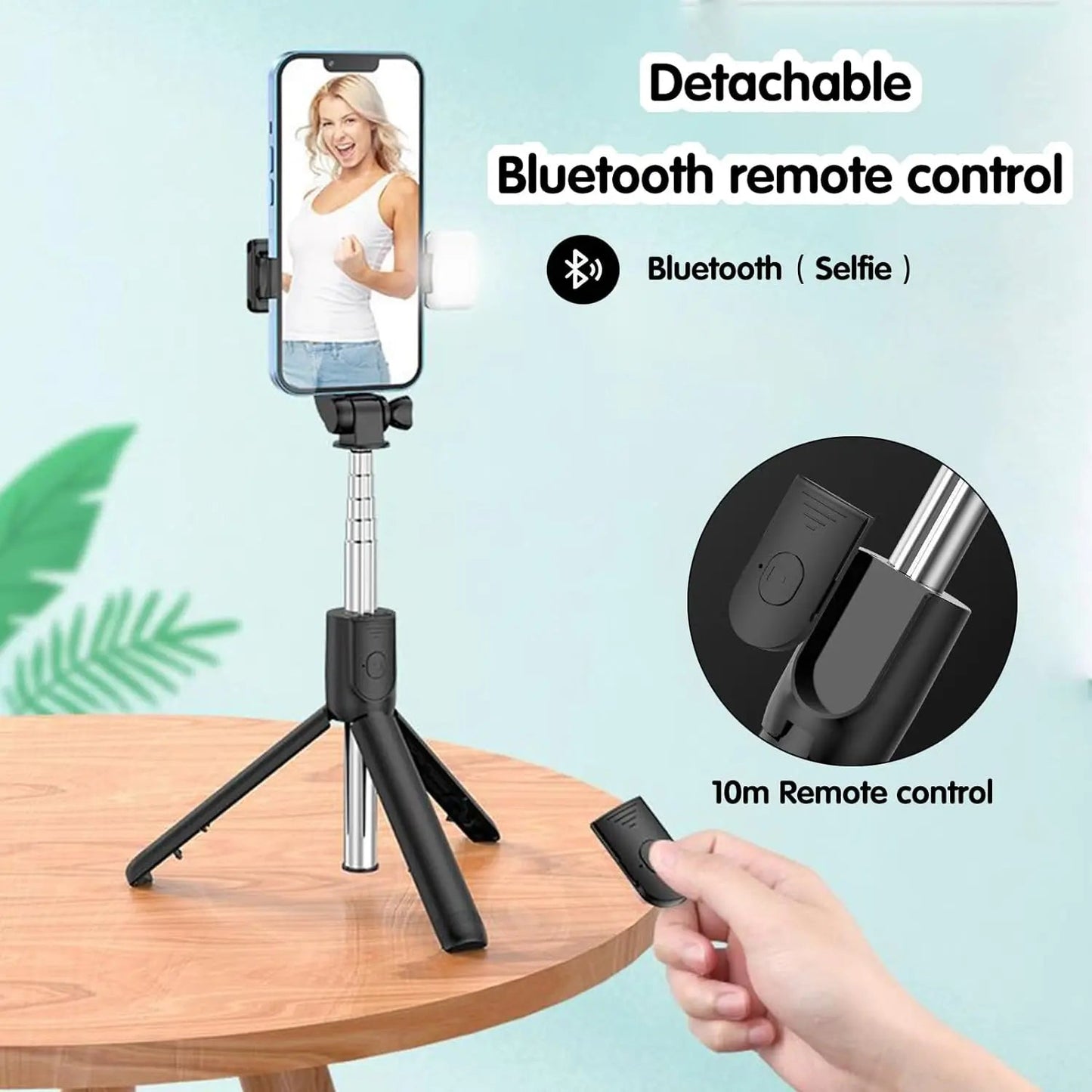 Selfie Stick with Fill Light Extendable Selfie Stick Tripod with Wireless Remote and Phone Holder Group Selfies For All  phones - Korvel