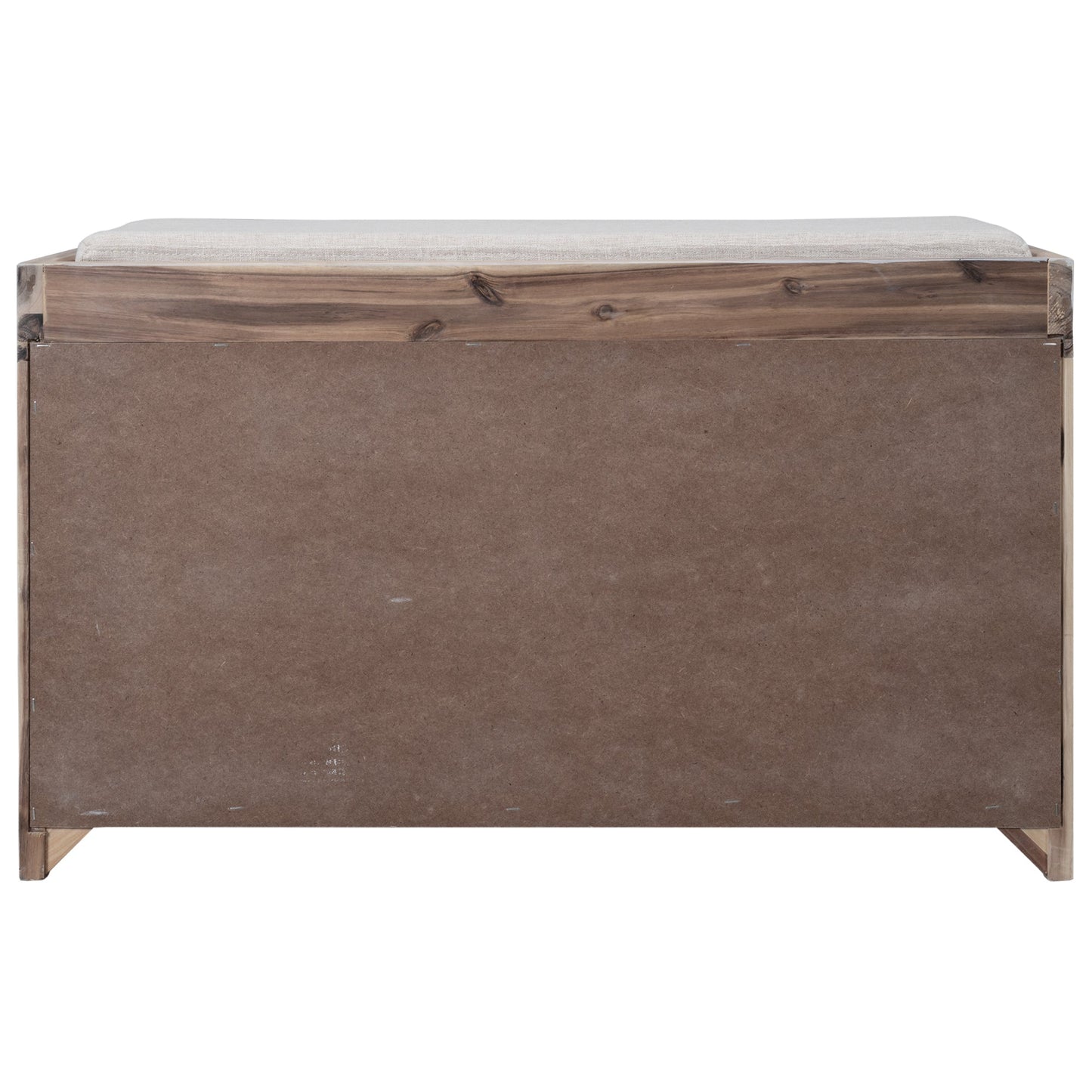 TREXM Storage Bench with Removable Basket and 2 Drawers, Fully Assembled Shoe Bench with Removable Cushion (White Washed) - Korvel