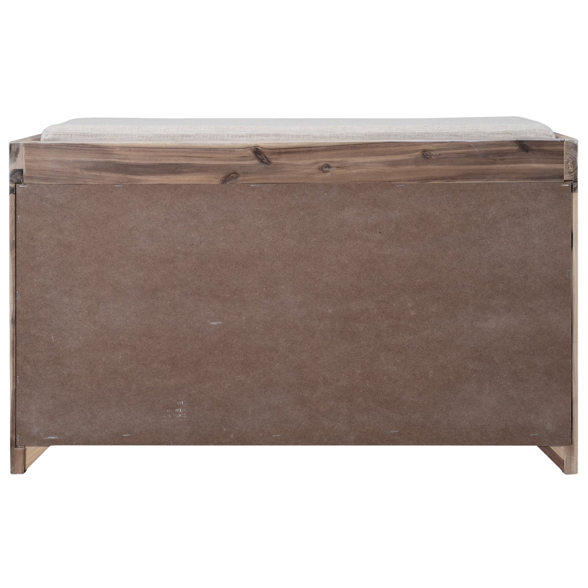 TREXM Storage Bench with Removable Basket and 2 Drawers, Fully Assembled Shoe Bench with Removable Cushion (White Washed) - Korvel
