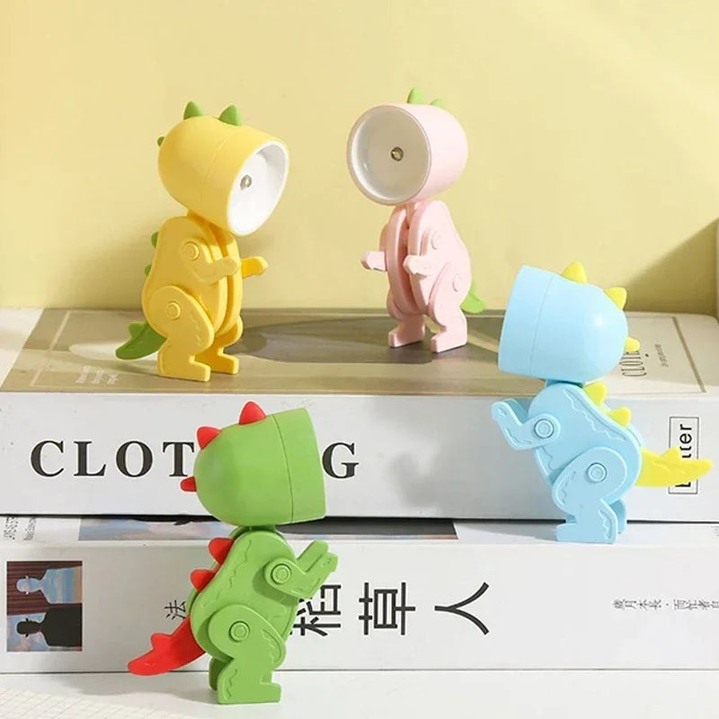 Mini Dinosaur Night Light Battery Magnetic Folding Nights Lamp Bedroom Bedside Table Ornaments Children's Toys LED Night Lights - Korvel