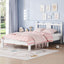 Twin Bed with Column-Decoration Headboard, with Bed Slats,White - Korvel