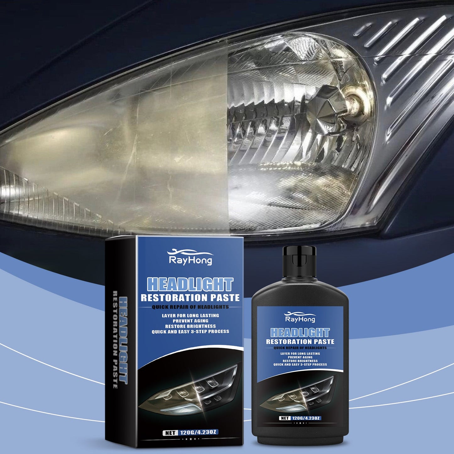 Car Headlight Care Cream Dust Brightening Clean Yellow Polishing Refurbished Car Headlight Care - Korvel